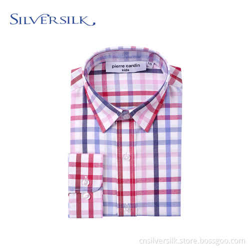 Teenager plaid check dress shirt for boys
